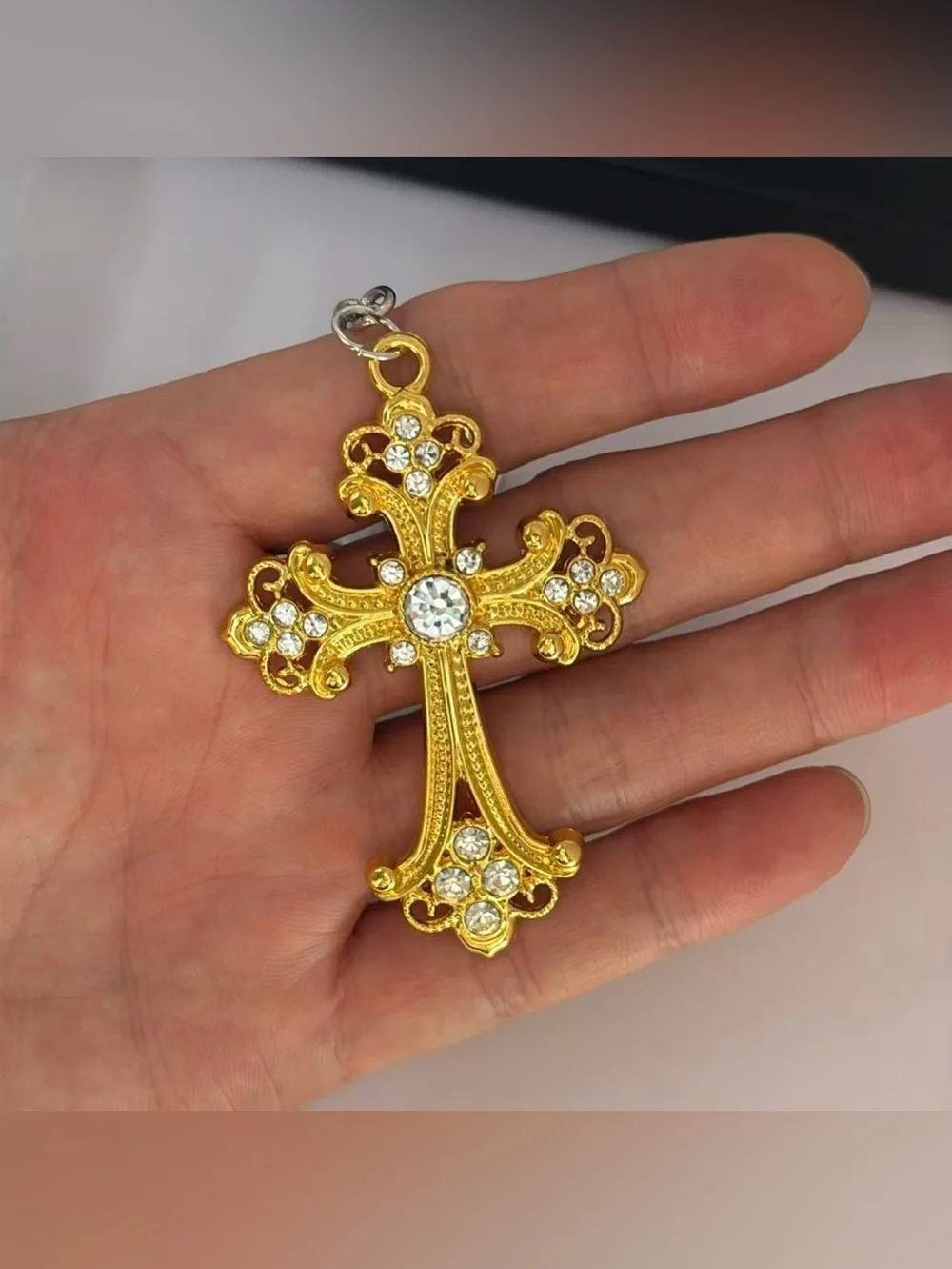 CZ Cross Keychain Charm for Men Women Car Keychain Key Ring Bag Charm